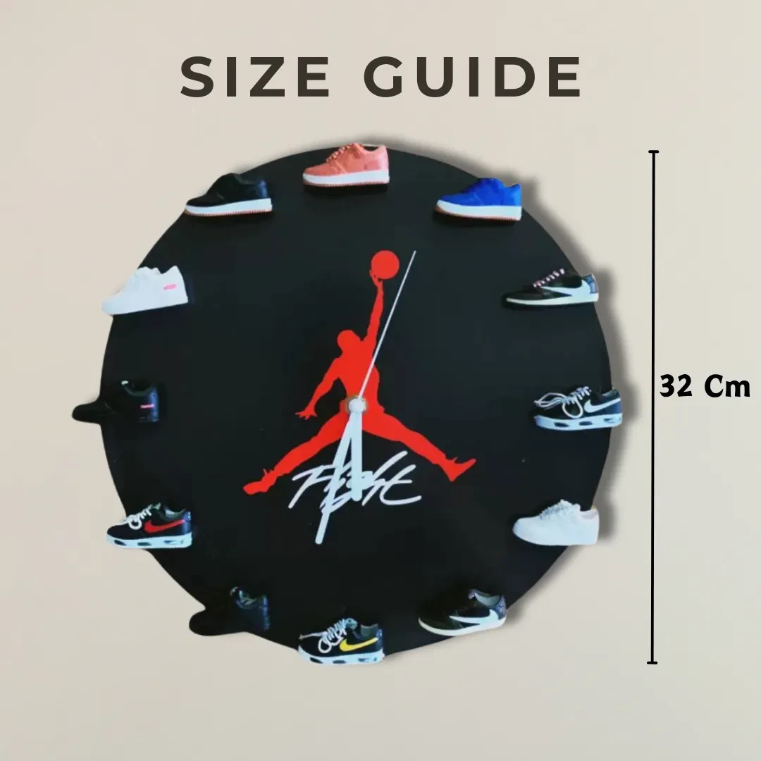 Customized Jordan Wall Clock With 1/6 Mini 3D Sneakers- Variety Styles Available