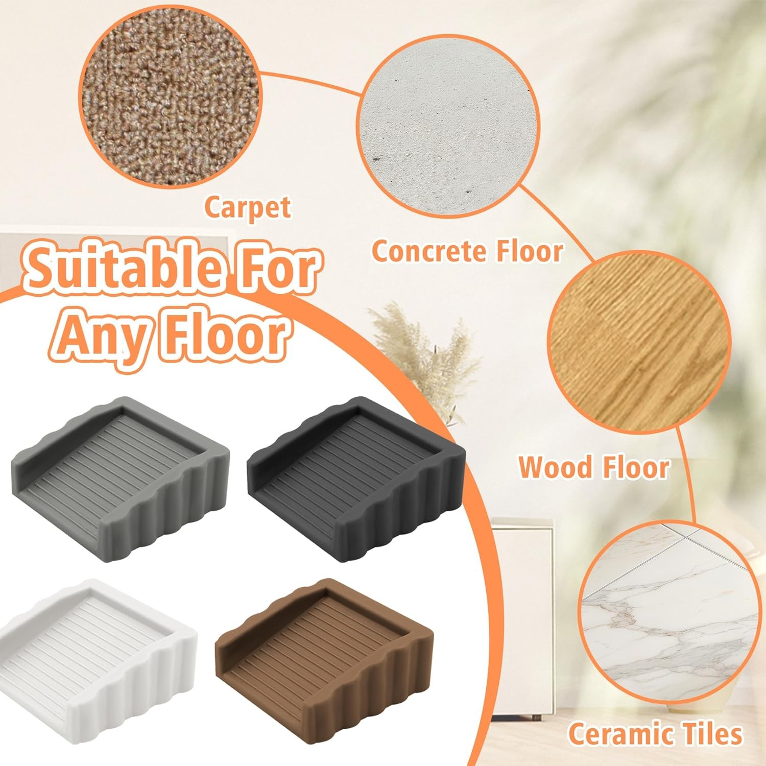 3 PCS Small Rubber Door Stopper, Bidirectional Wedge for Bottom