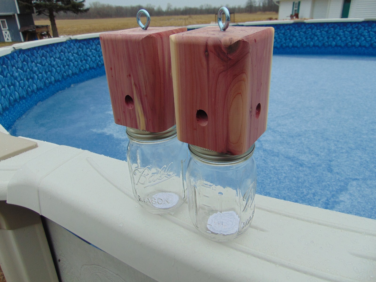 2 Red Cedar Carpenter Bee-bore traps FREE SHIPPING 100% Made in America