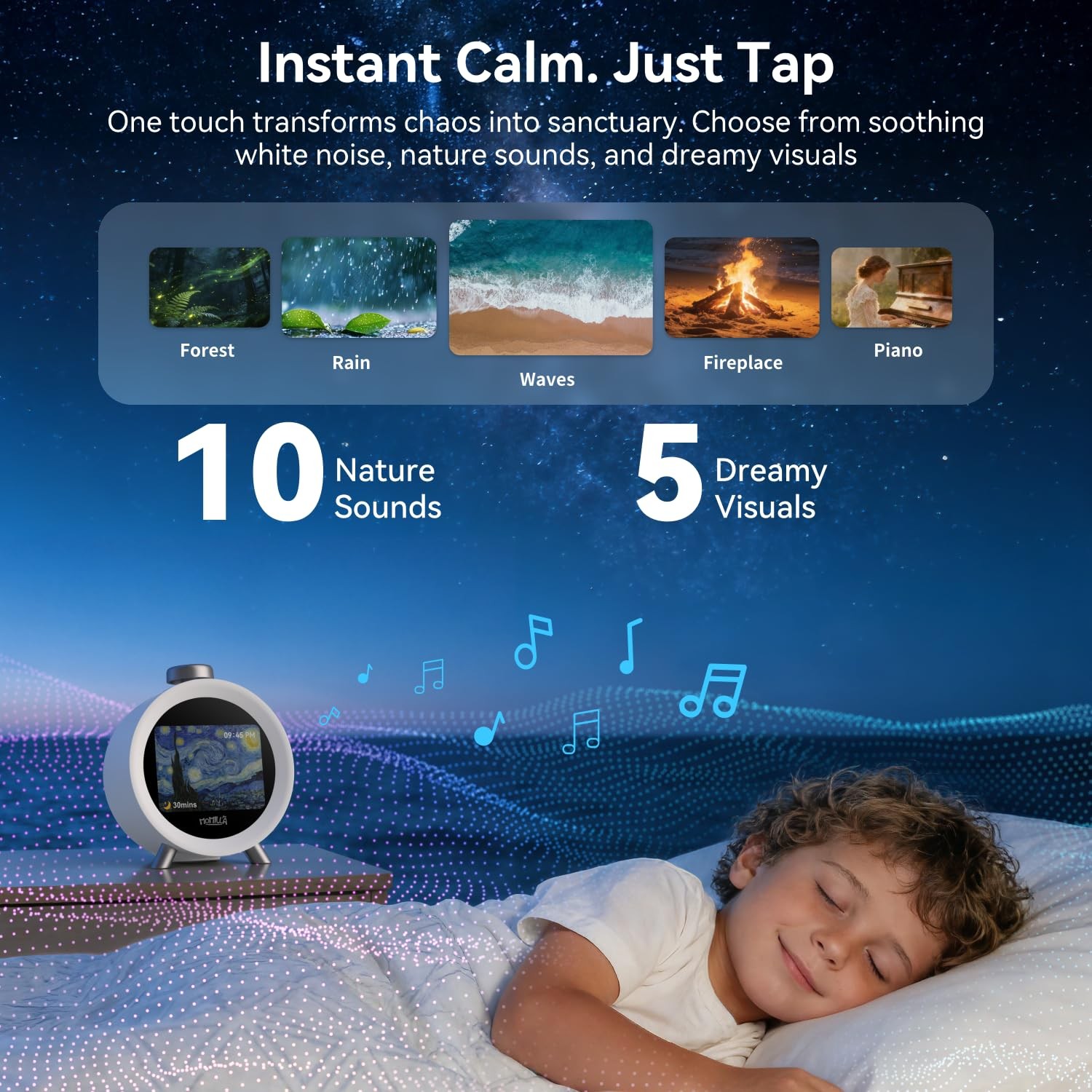 Alarm Clock for Heavy Sleepers Adults, Colorful Screen Temperature, Loud 7-Da…