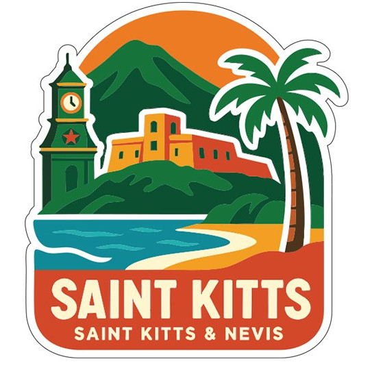Saint Kitts Saint Kitts and Nevis Sticker Decal Vinyl Die-Cut City Skyline