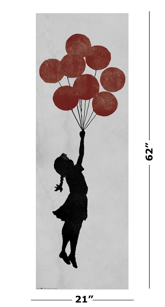 Girl With Balloons – Street Art / Pop-Art Graffiti Door Poster / Print)