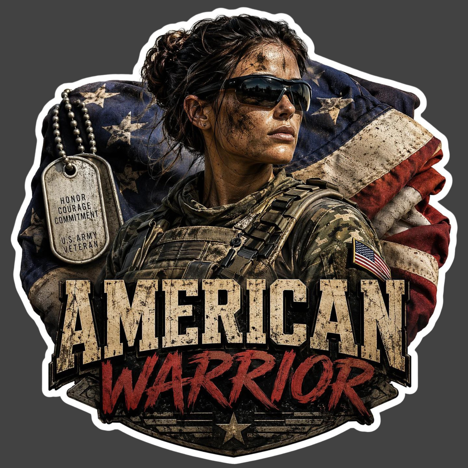 Female Veteran Sticker Vinyl Decal American Warrior Army Pride Gift