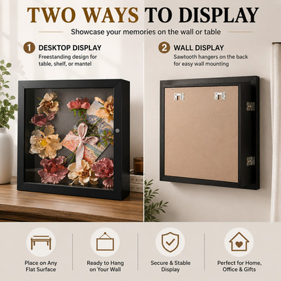 11×11 Shadow Box Frame Display Case 2-inch for Collages Mementos Collections