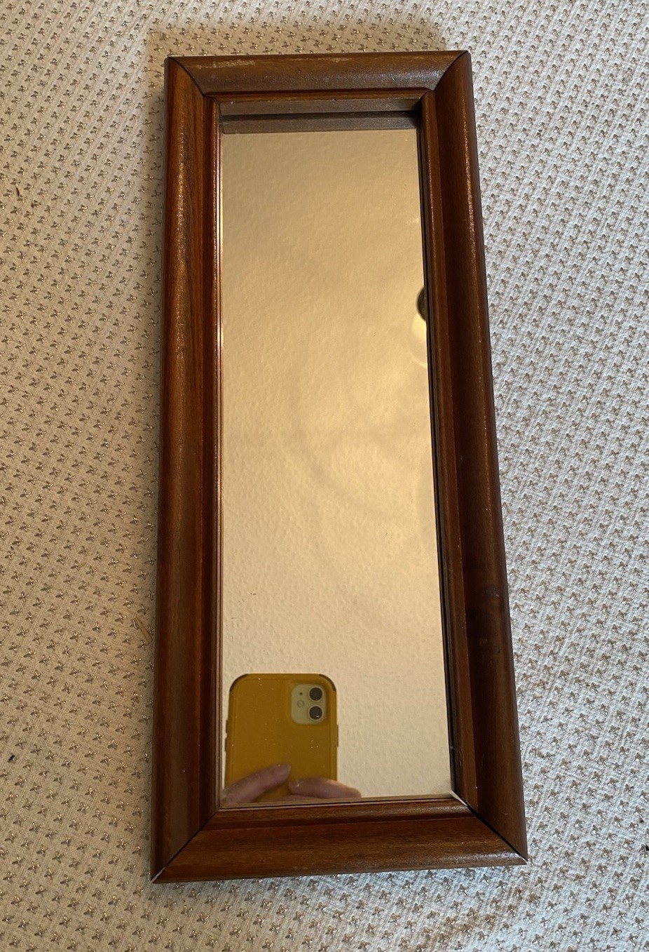 Vtg Home Interiors Rectangle Mirror Wood Frame Accent Wall Hanging 13”x 5”