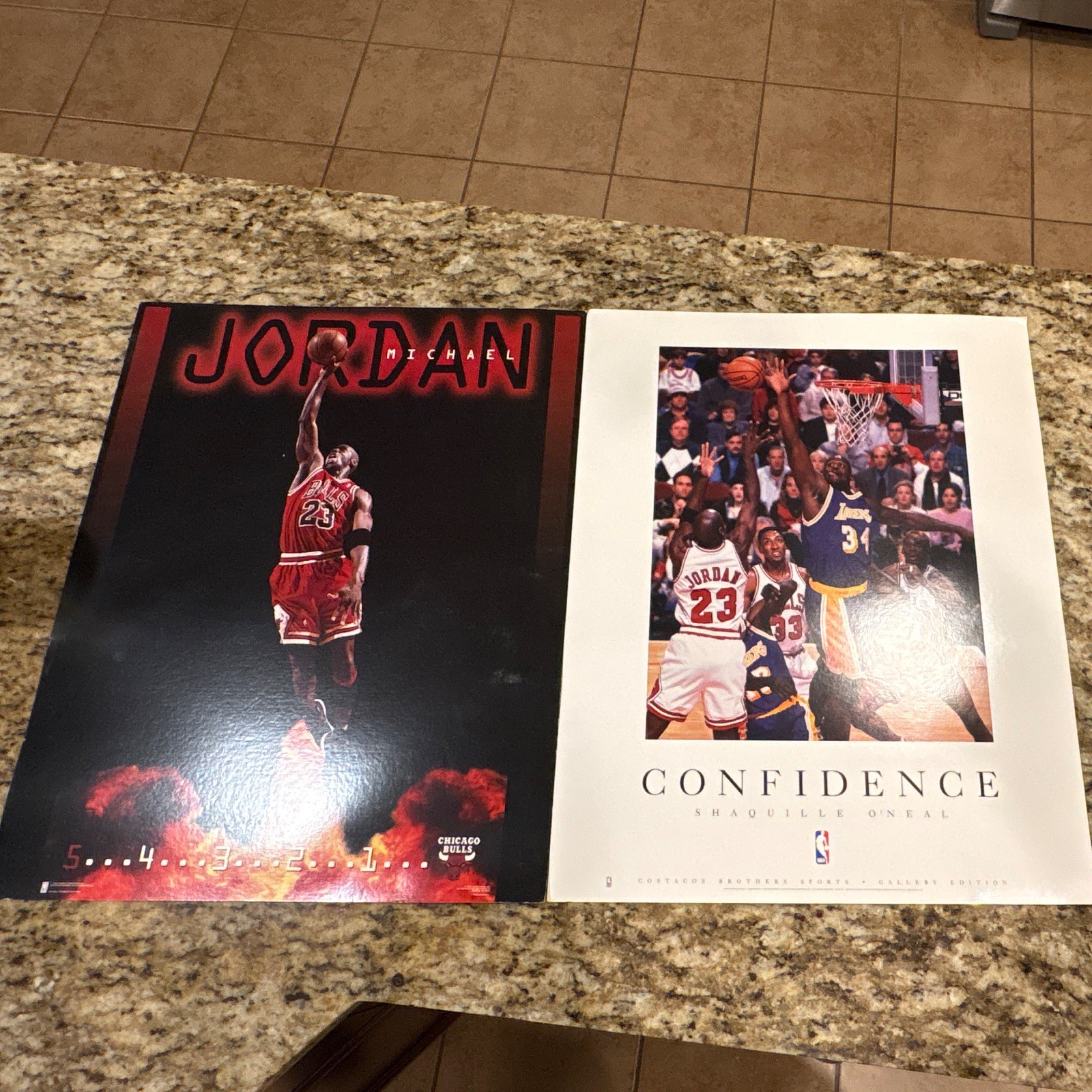 Vintage Costacos Bros NBA Gallery Edition Poster Lot Jordan Shaq Rigid Board