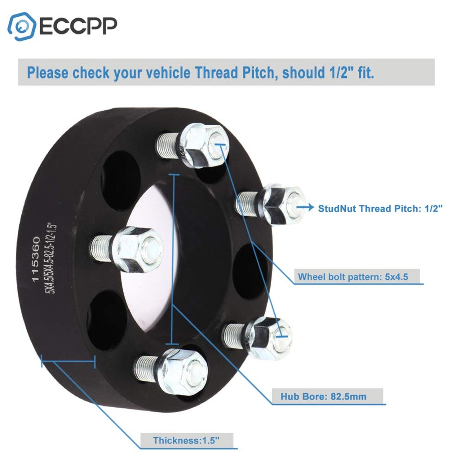 ECCPP 4PCS 1.5 inch 5×114.3 Wheel Spacers 5 Lug 5×4.5 to 5×4.5 fit for 1983-2…