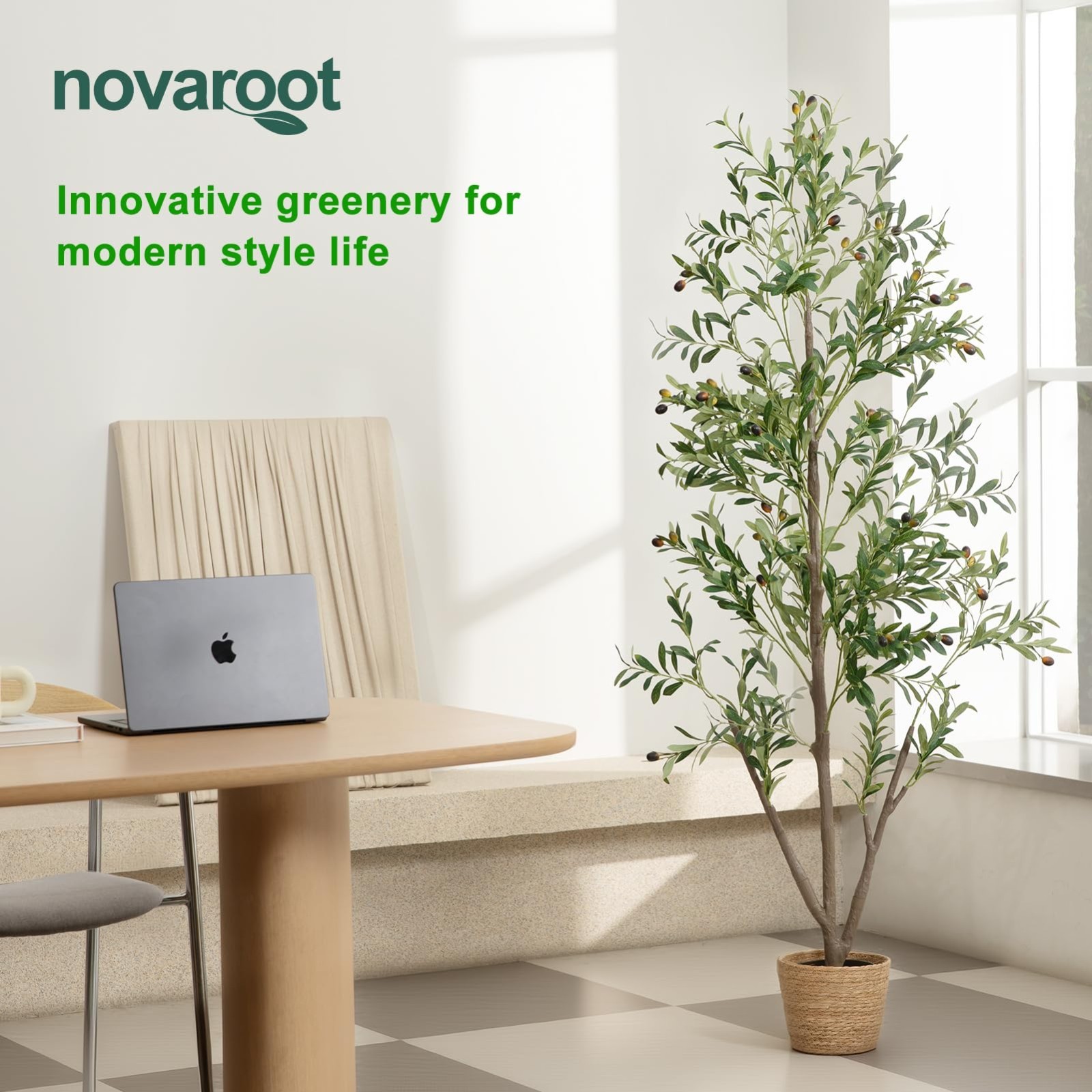 Olive Trees Artificial Indoor 6FT Tall Faux Olive Tree Natural Wood Trunk Lifeli