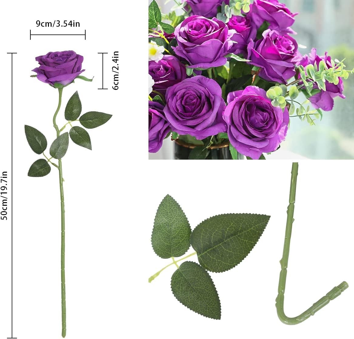 Lifelong 10Pcs Realistic Purple Artificial Roses – Perfect for All Occasions