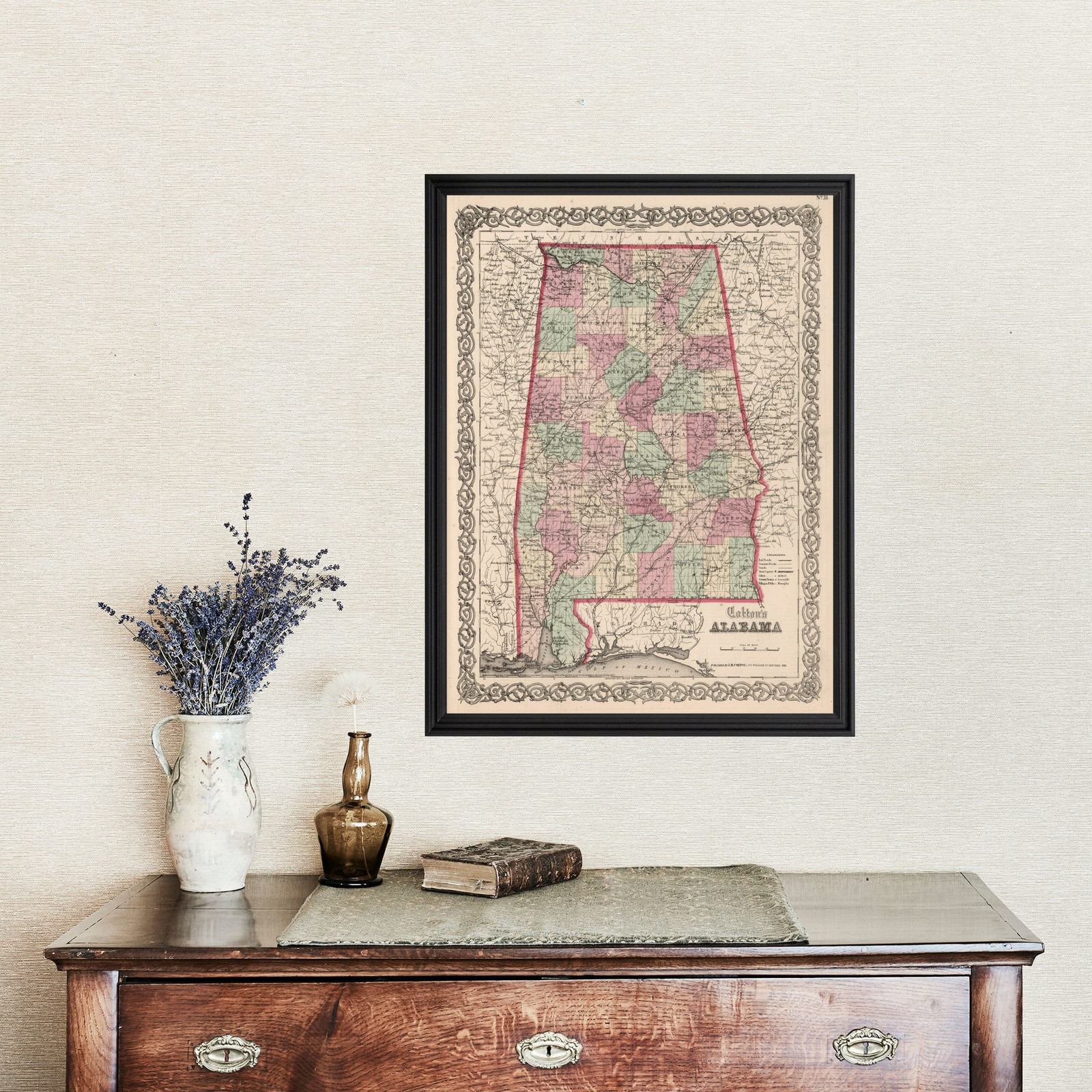 Old Map of Alabama 1861 – Vintage Alabama Art