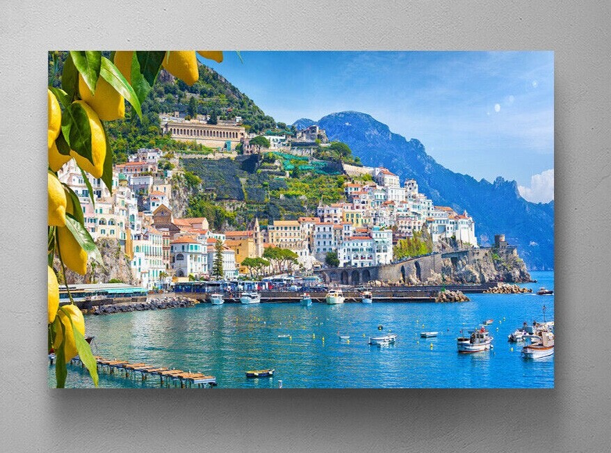 Amalfi Coast Print Beautiful Italian Landscape Italy Art FRAMED Apartment Decor