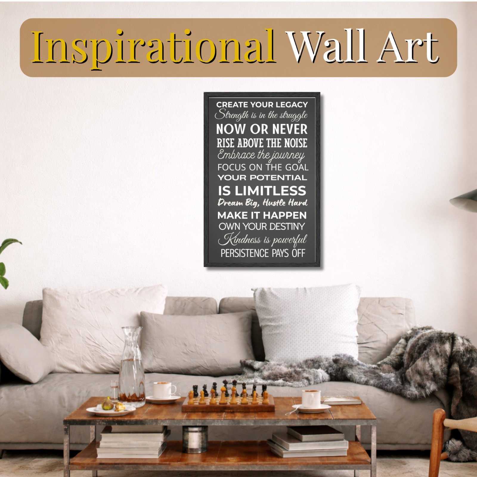 Create Your Legacy Motivational Wall Art Framed Poster 11×17 Office Home Decor