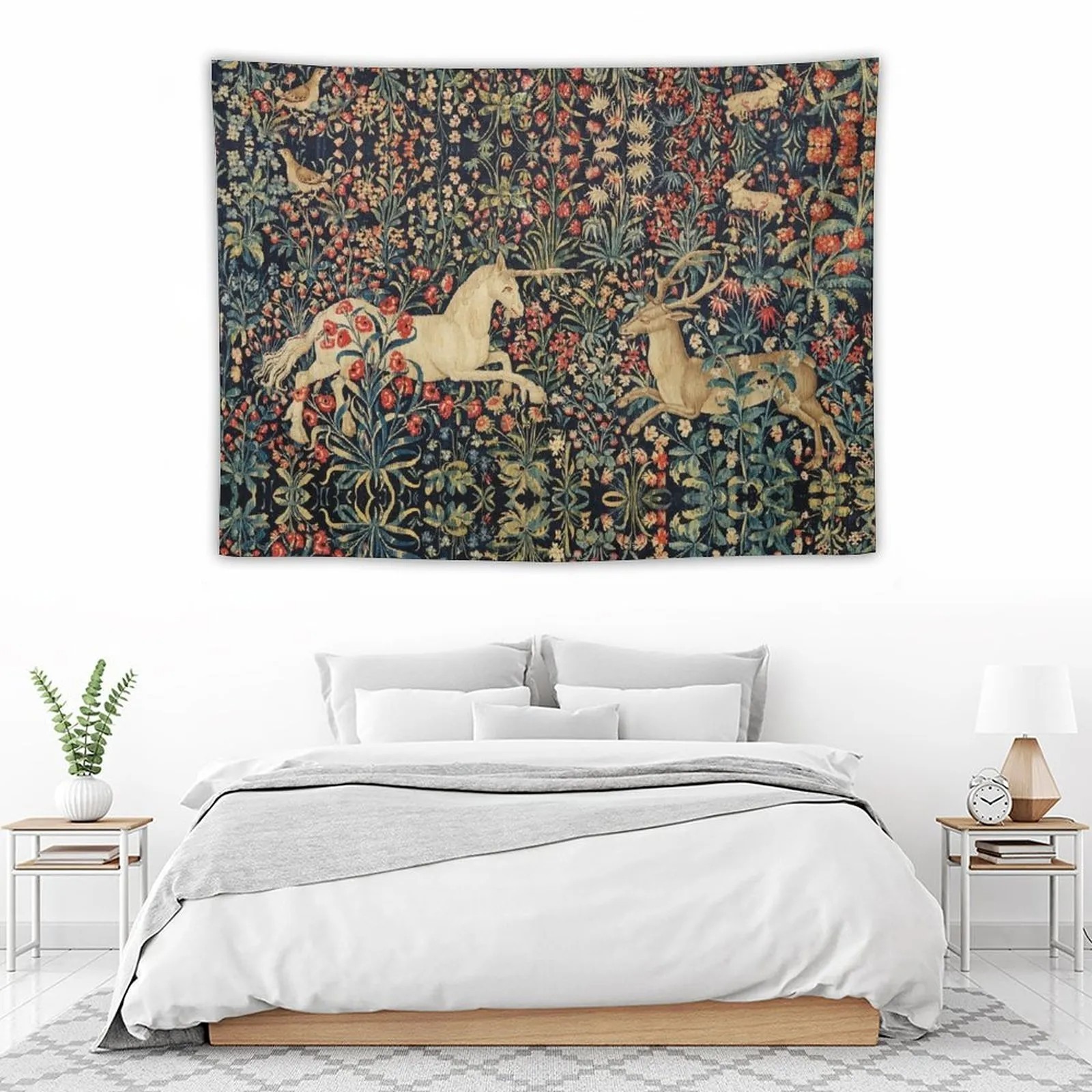 Extra Large Tapestry Wall Hanging Art Poster Background Medieval Revival Deer