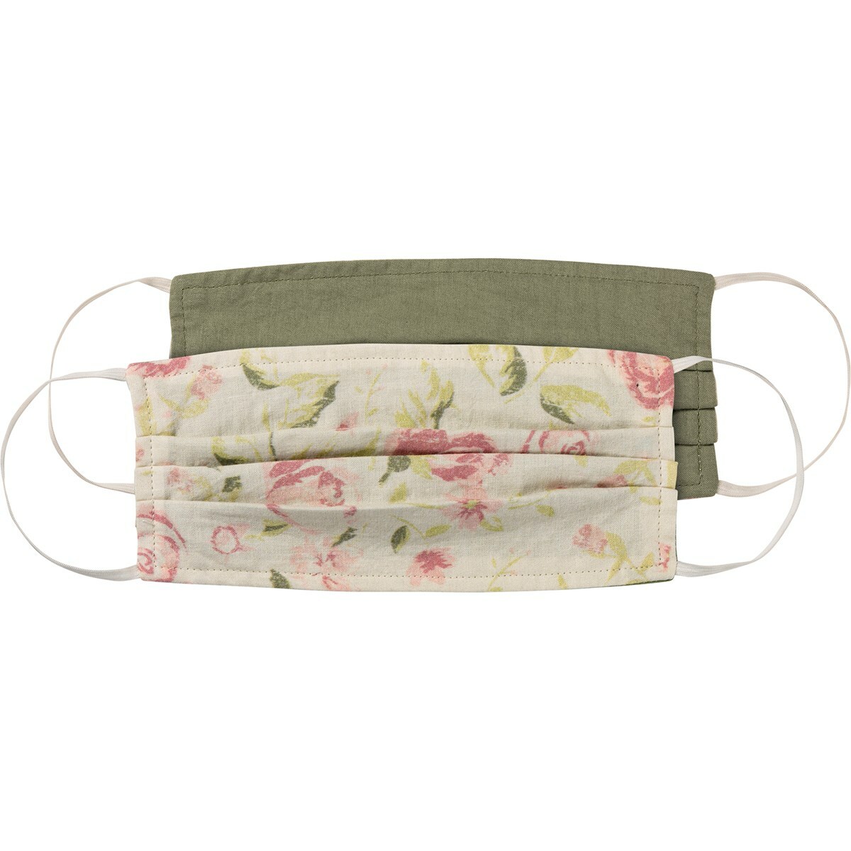NEW!~Reversible Cotton Face Two Ply Pleated Mask~Vintage Pink Floral Pattern