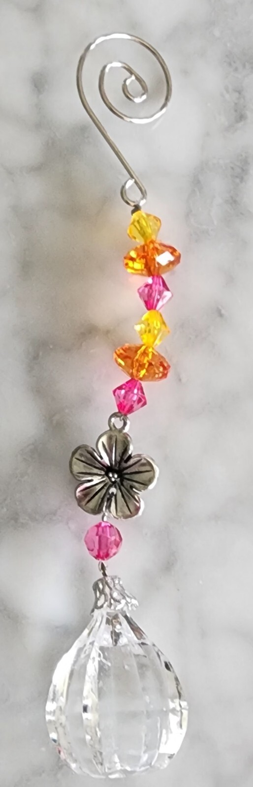 Ganz Crystal Expressions Beaded Acrylic Drop With Flower 6 Inches New