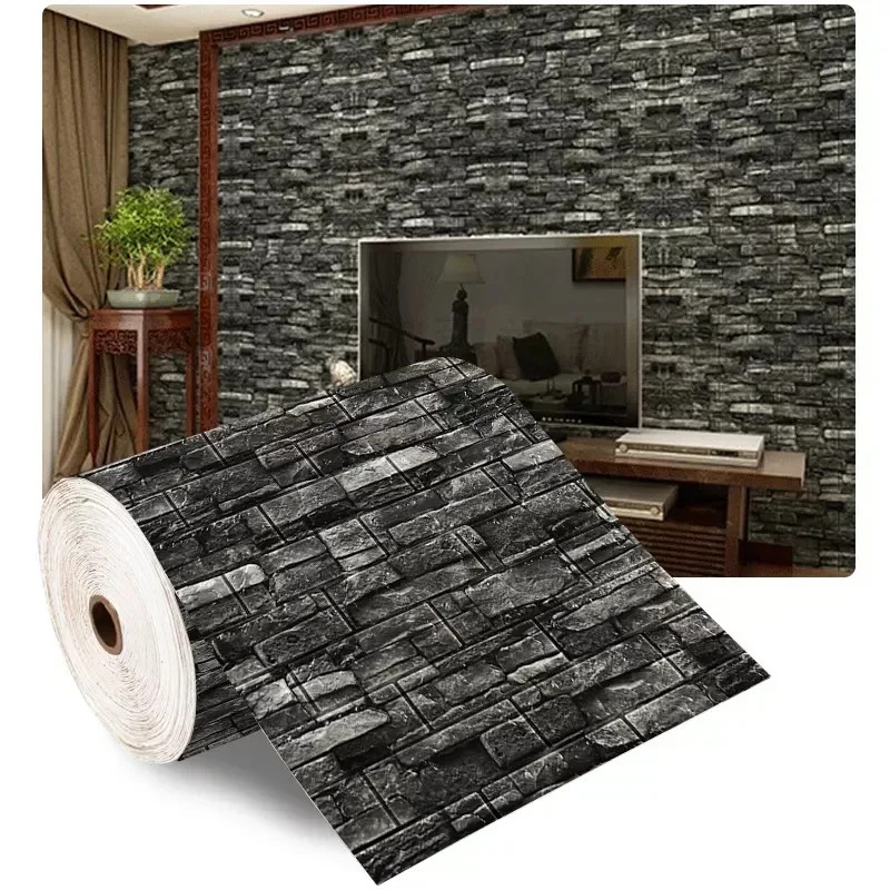 3D Soft Foam Brick Wallpaper Roll Self Adhesive Waterproof Wall Stickers 70x200c