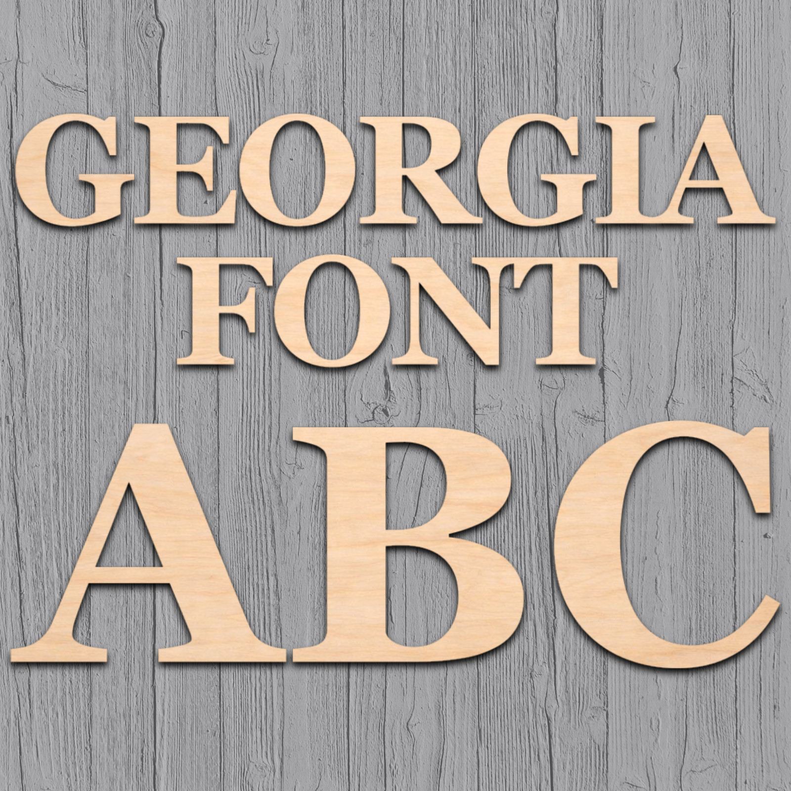 Georgia Font Wood Letters Numbers Cutout Unfinished Laser Cut 3mm Craft Thru 14″