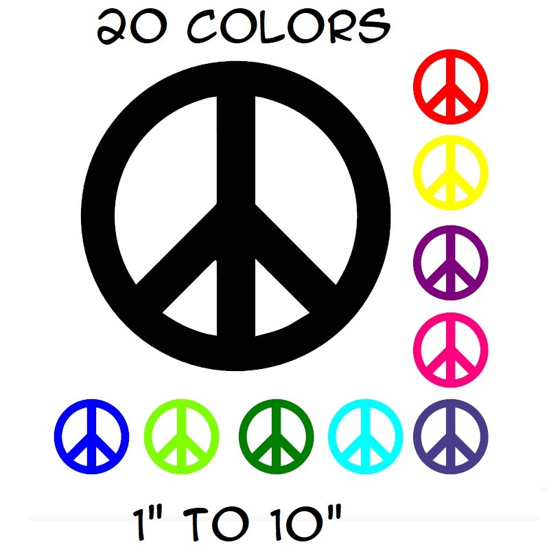 Peace Sign Sticker Vinyl Decal – Love Symbol Car Window Bumper Hippie 1″ to 10″