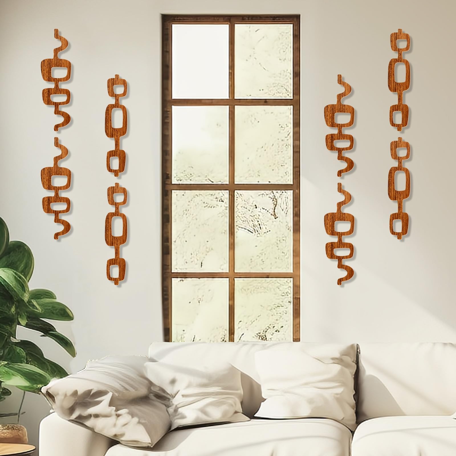 Wood Wall Art Mid Century Modern Decor Panels For Bedroom Living Room Large 8PC