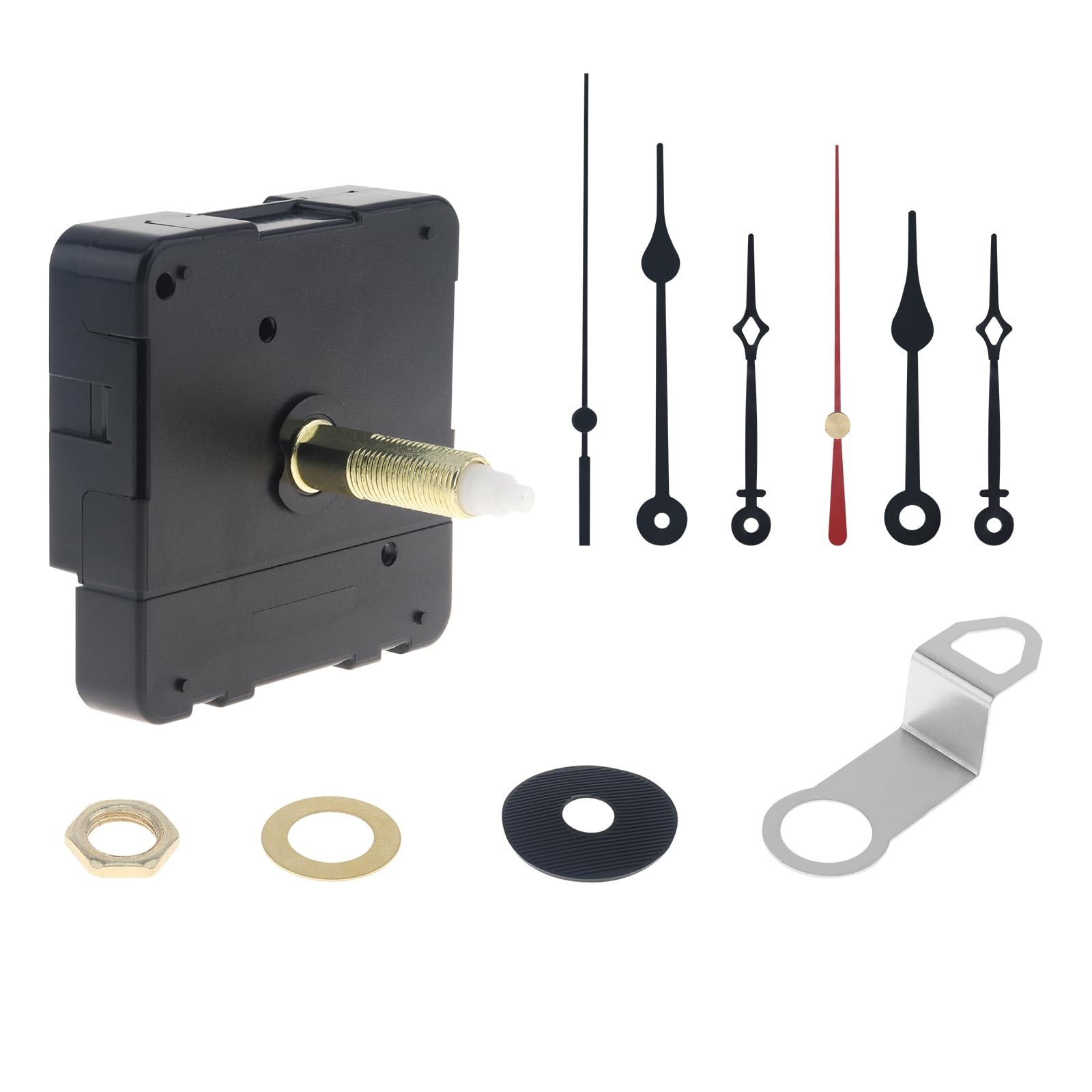 MovFlax 31 mm (1-1/4 inch) Long Shaft Quartz Silent Clock Black Hands
