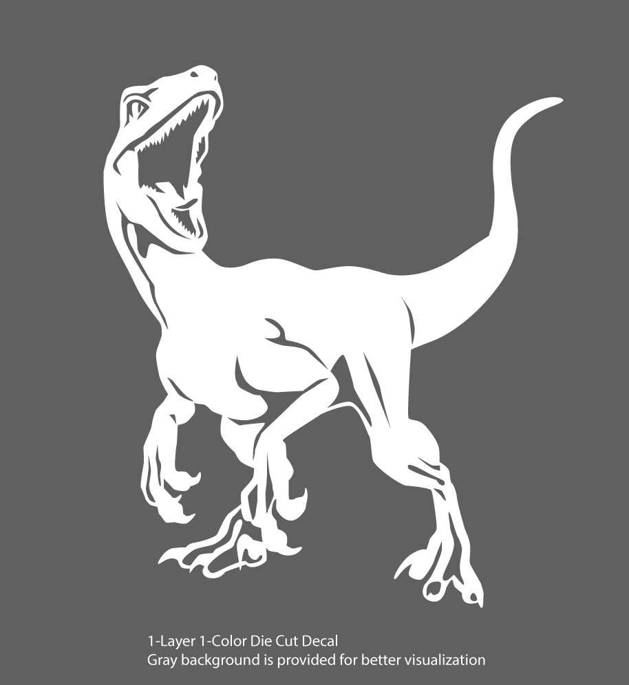 Dinosaur – Roaring Velociraptor #2 – Jurassic Period – 4-21″ wide – DieCut Decal