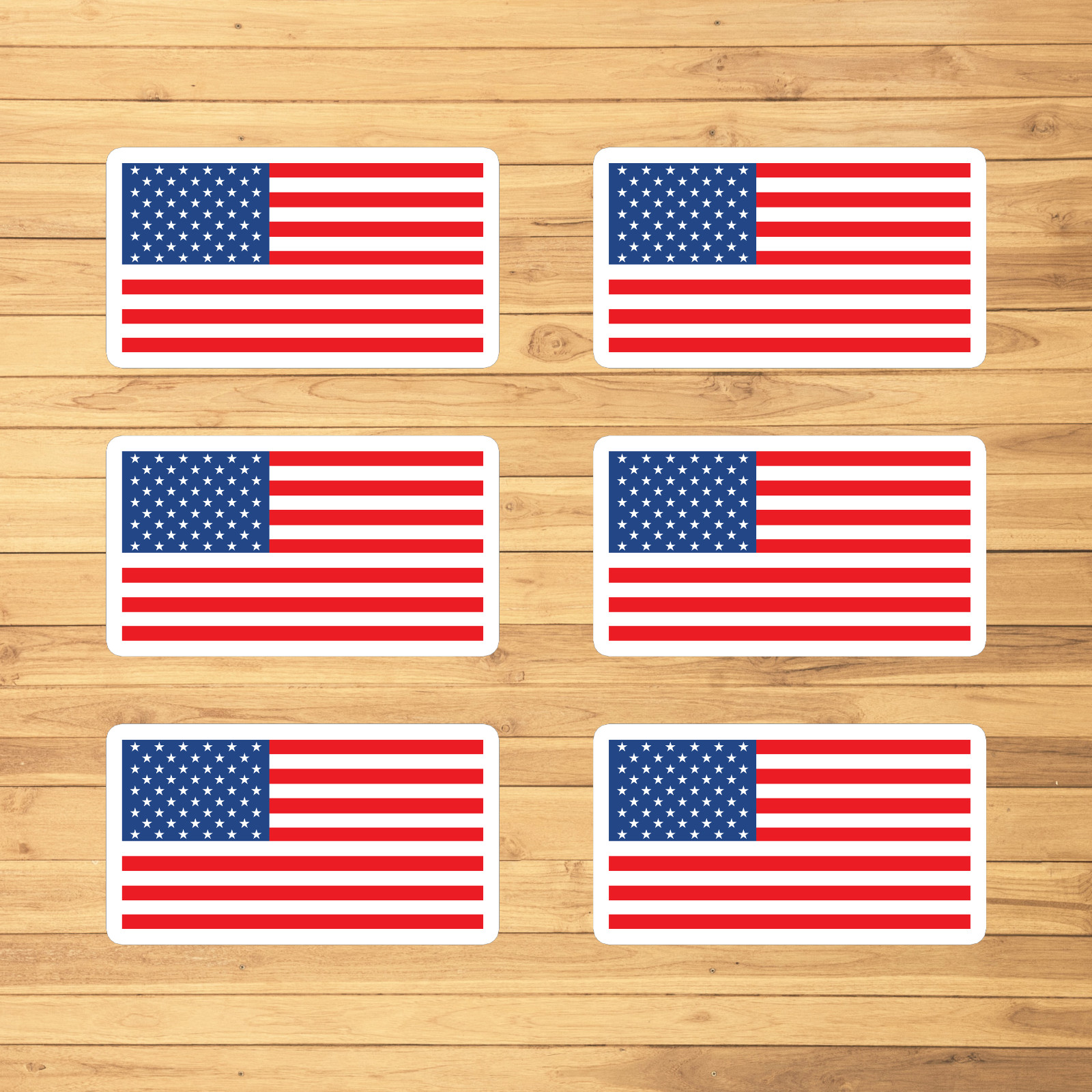 Set of 6 – USA Flag Decal Patriotic – American Flag Stickers – Indoor – Outdoor