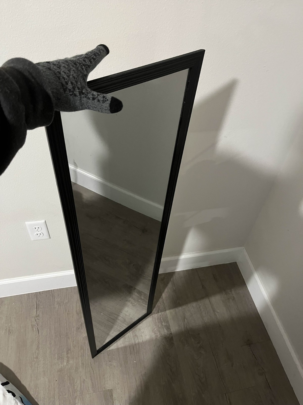 USED – Black Framed Vertical Full Body Mirror – Height 45.5″ in , Length 6″ in