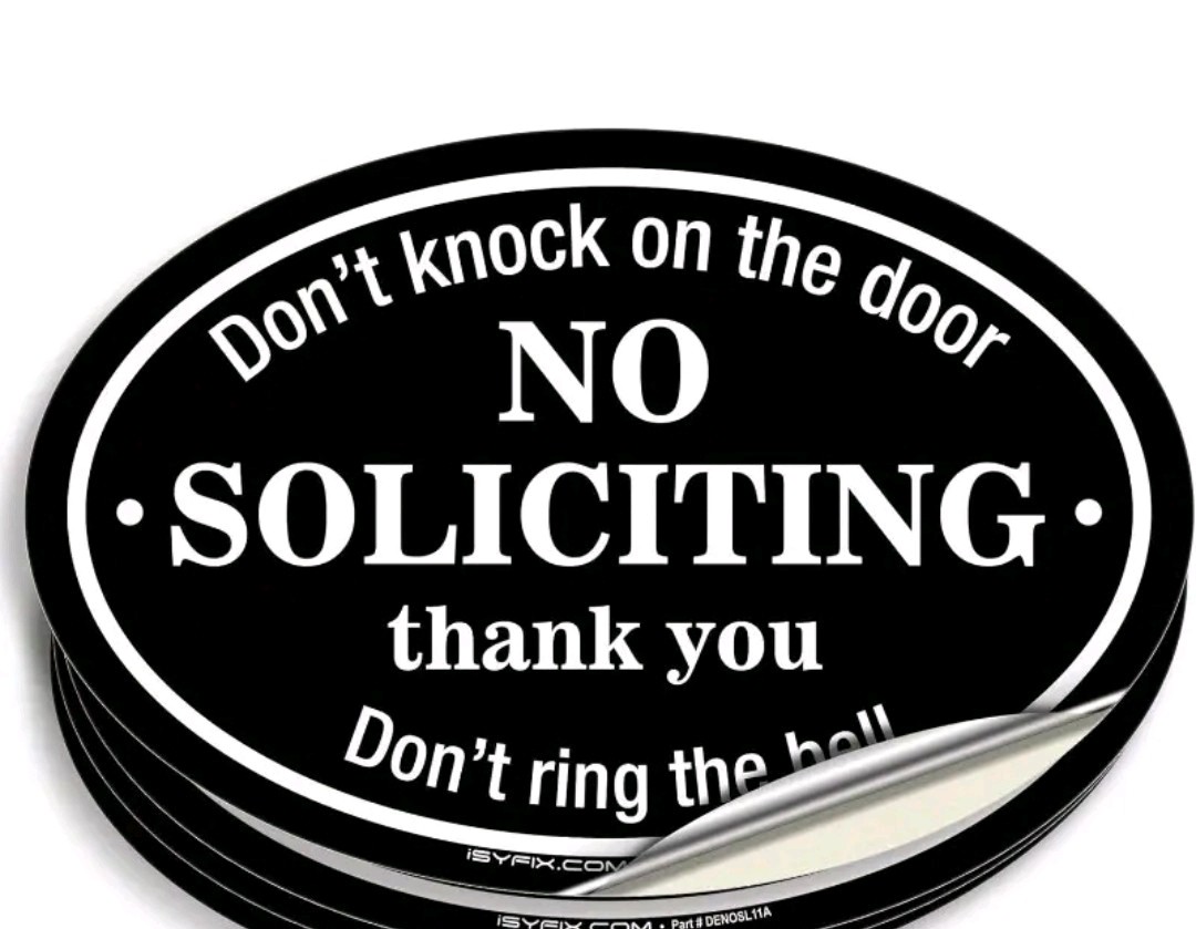 #1 No Soliciting Sign Oval Thanks Don’t Knock Ring 7×4.6″ (Ship w/ Tracking #)