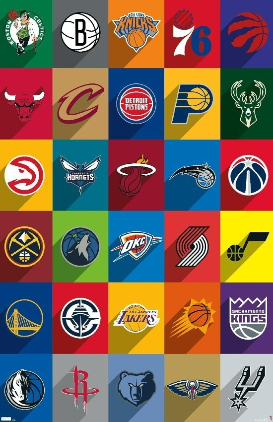 Basketball TEAMS Wall Vinyl Decal Poster PRINT Removable Adhesive