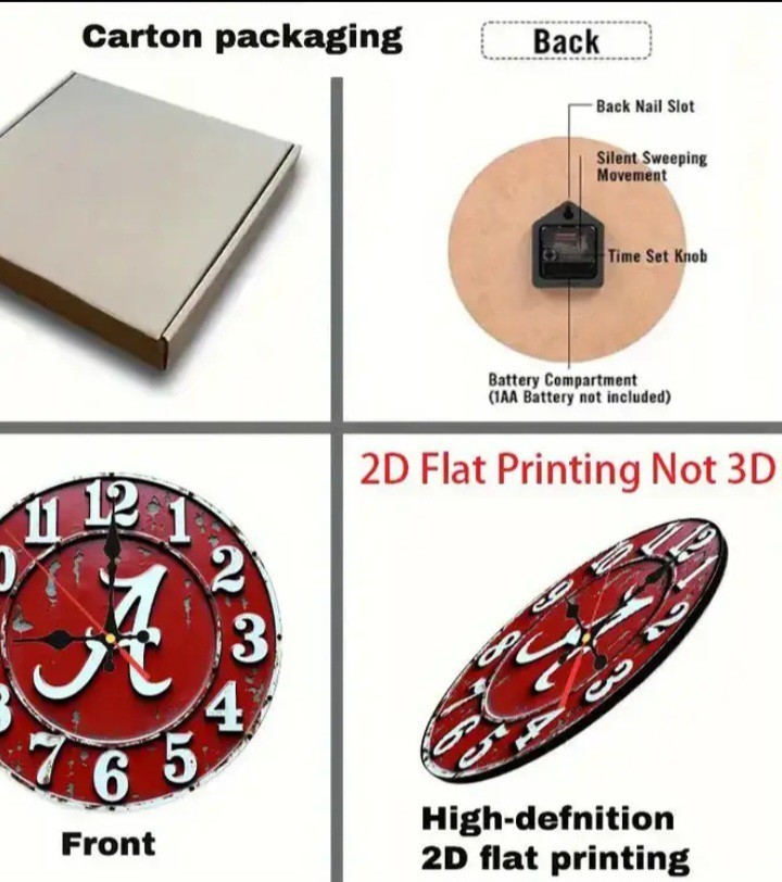 Alabama Crimson Tide Football Frameless Borderless Wall Clock Decor 10 IN Round