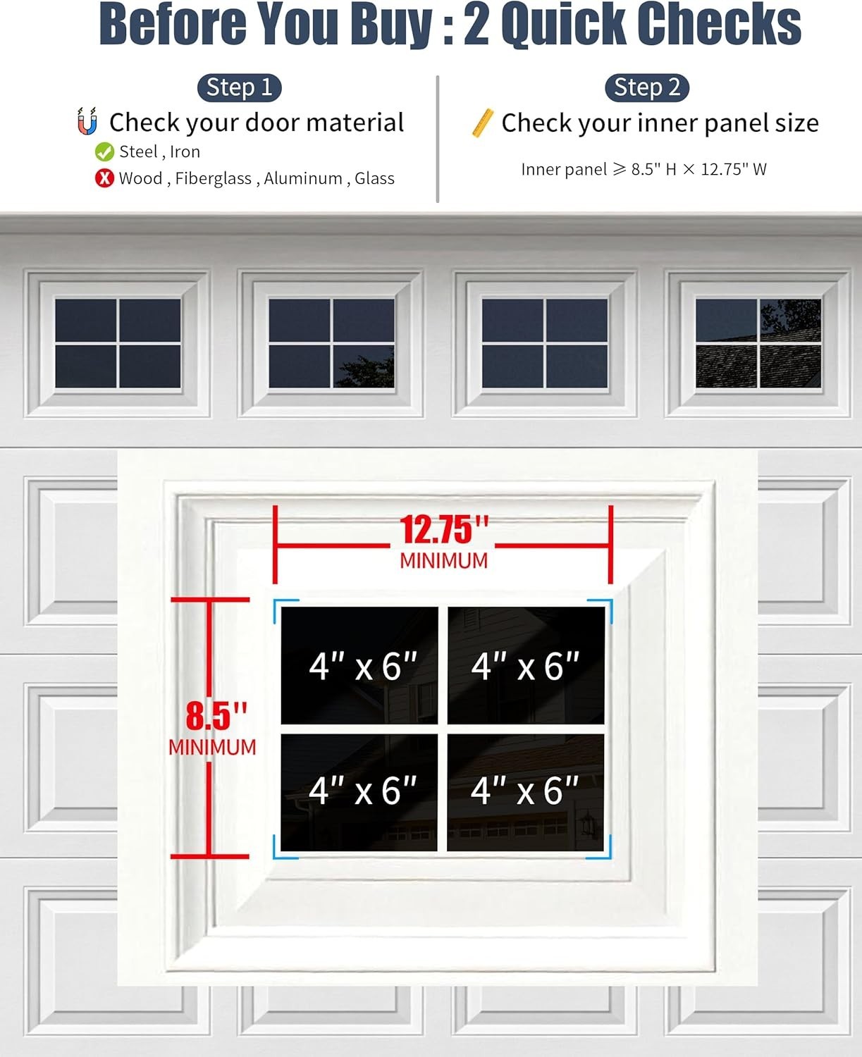 Magnetic Garage Door Window Panels – 32PCS Faux Mirror Window Kit for 2 Car G…
