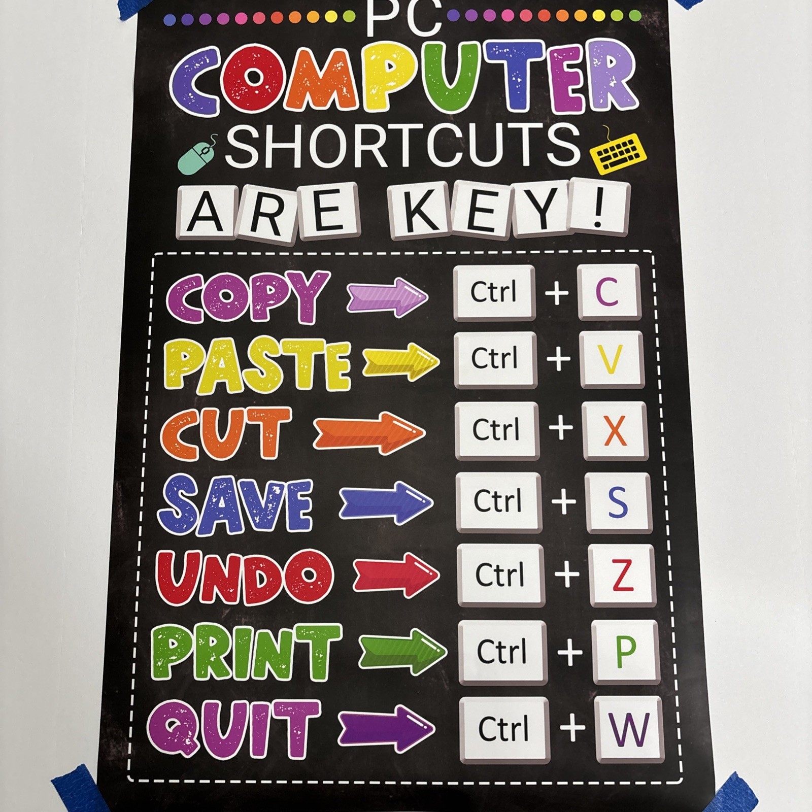 PC Computer Shortcuts Teacher School Decor ✅ Poster Print Wall Art ✅ 16×24 inch