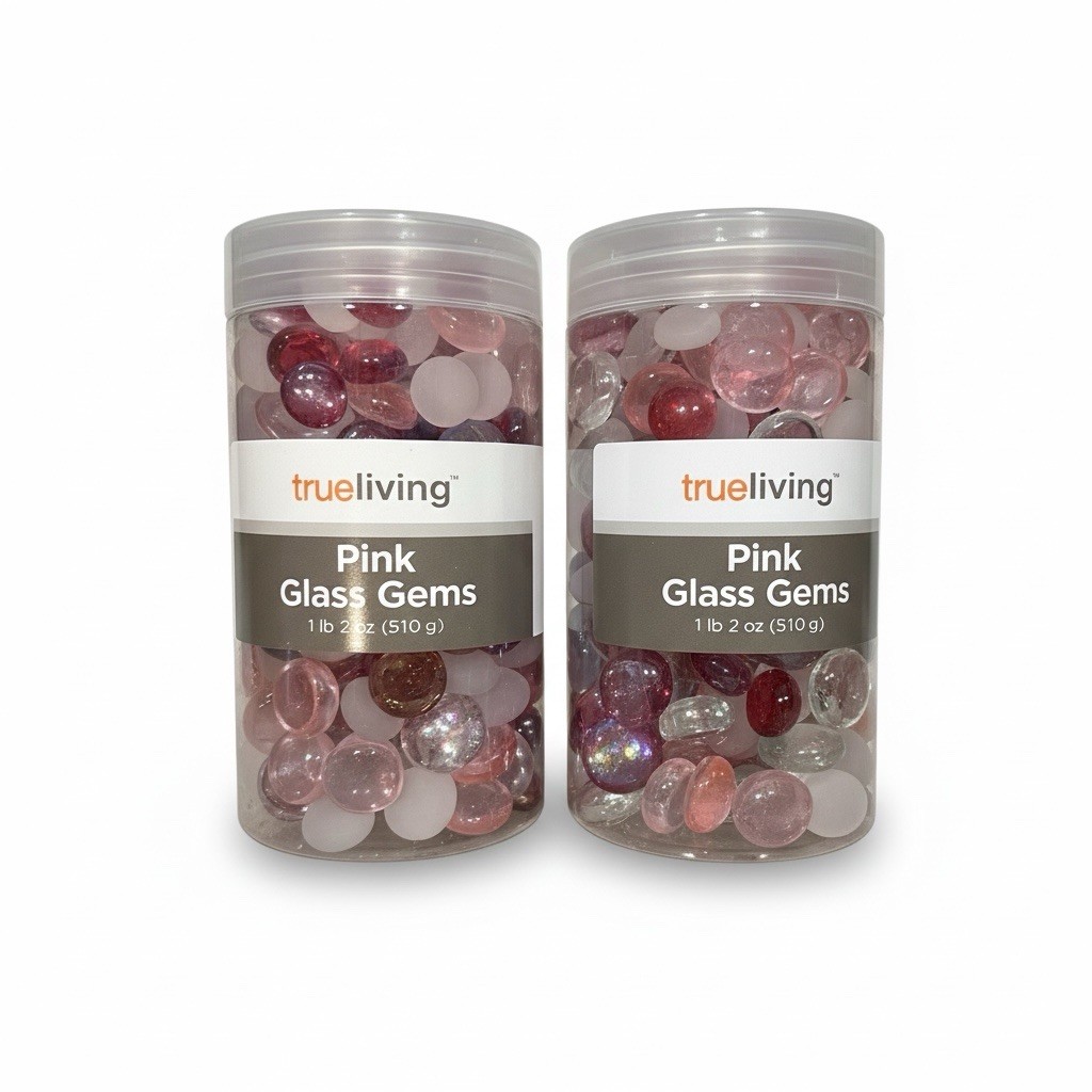 Tru Living Pink Glass Gems 2 Pack 1 lb 2oz Each Vase Fillers Craft Stones