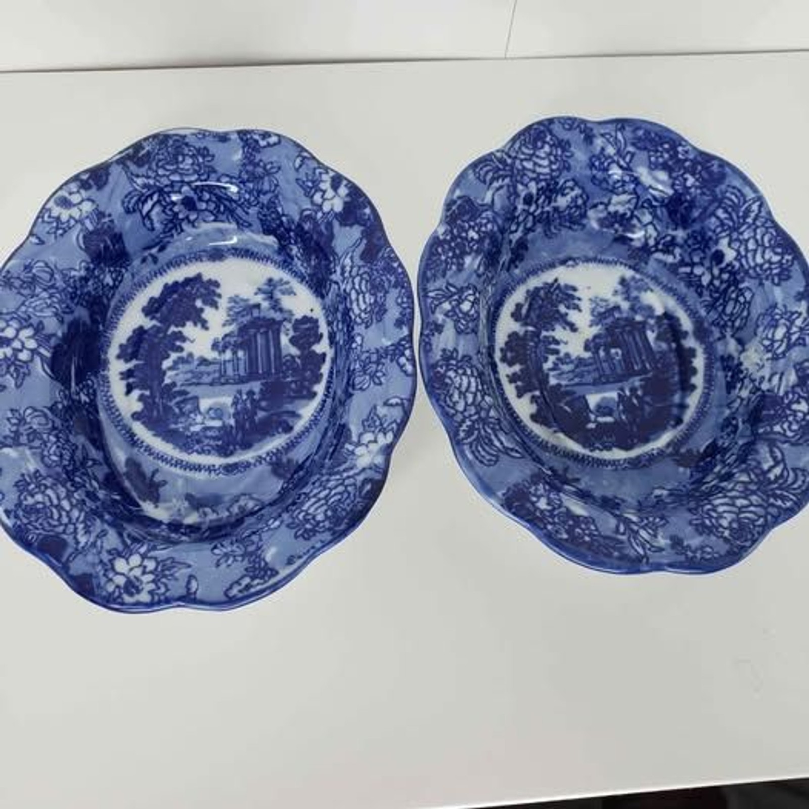 2 Vintage Vine circa 1812 Blue Bowls