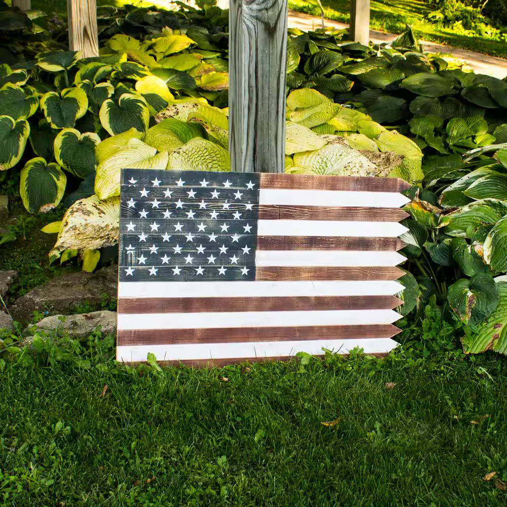 36 In. Rustic Wooden American Flag Indoor/Outdoor Wall Art
