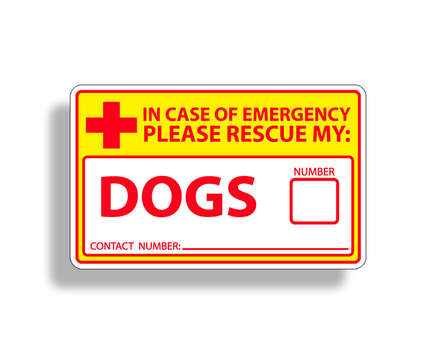 Dog Rescue Sticker Safety Yellow Emergency Car Home Window Door Decal 911 Pet