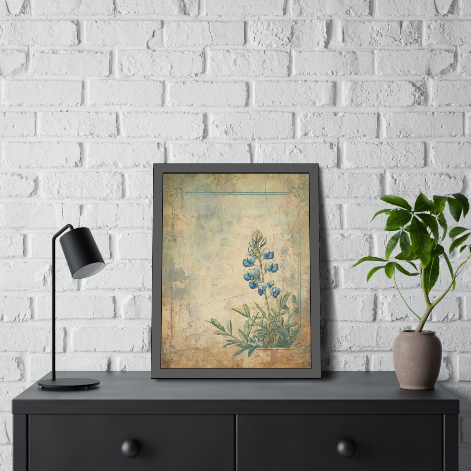 VINTAGE BLUEBONNET Wall Art, Retro TEXAS Flower Poster, Western Botanical Decor