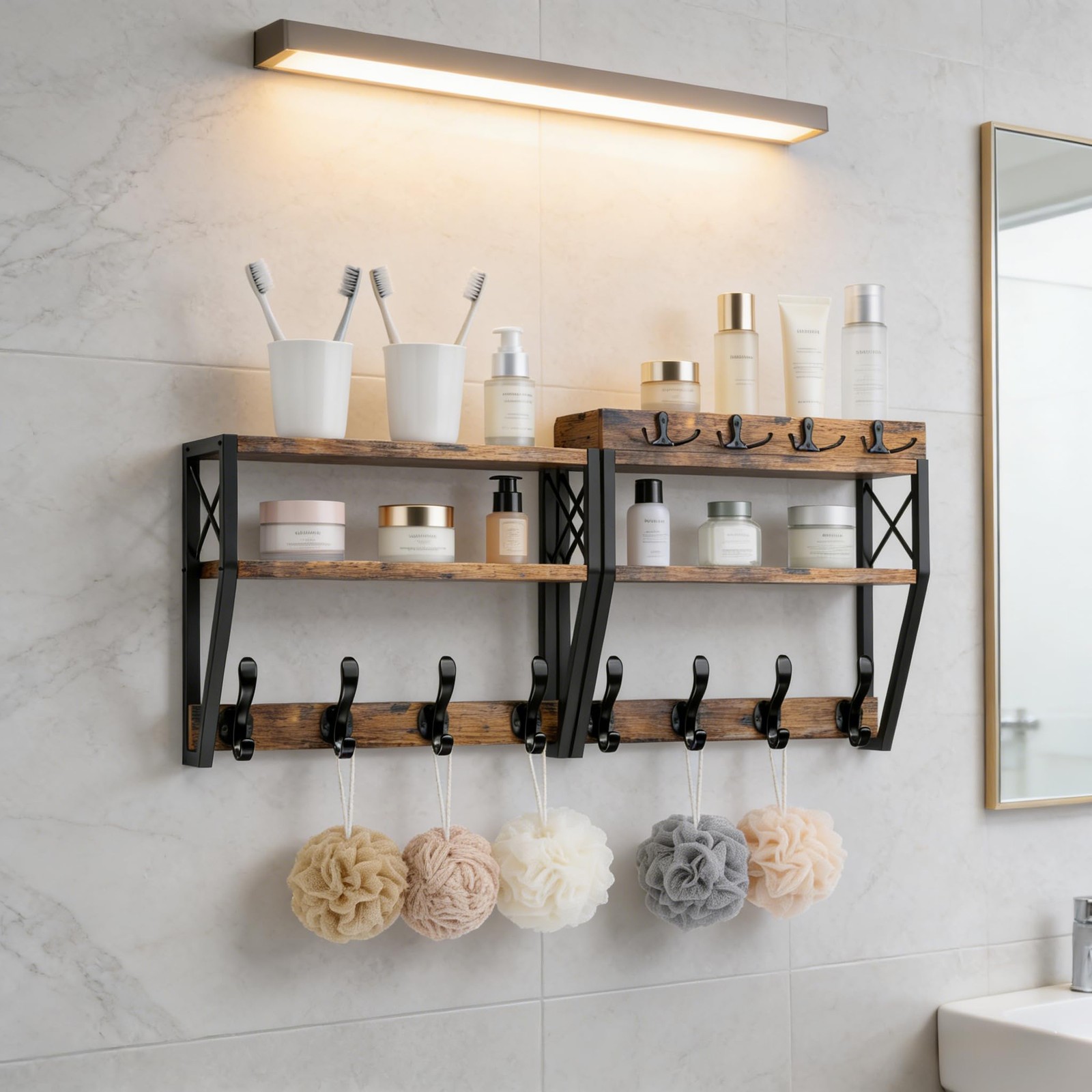 Upgraded 3Tier Large Coat Rack Wall Mount with Shelf, 4 in 1 Versatile Coat a…