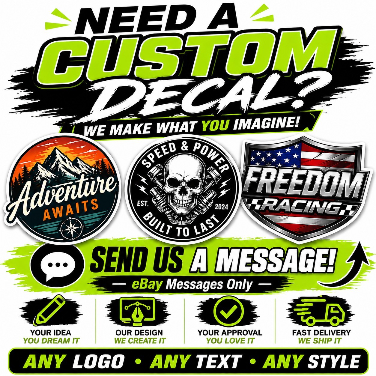 Custom Decal Any Logo Text Design Vinyl Sticker Waterproof Die Cut Car Window