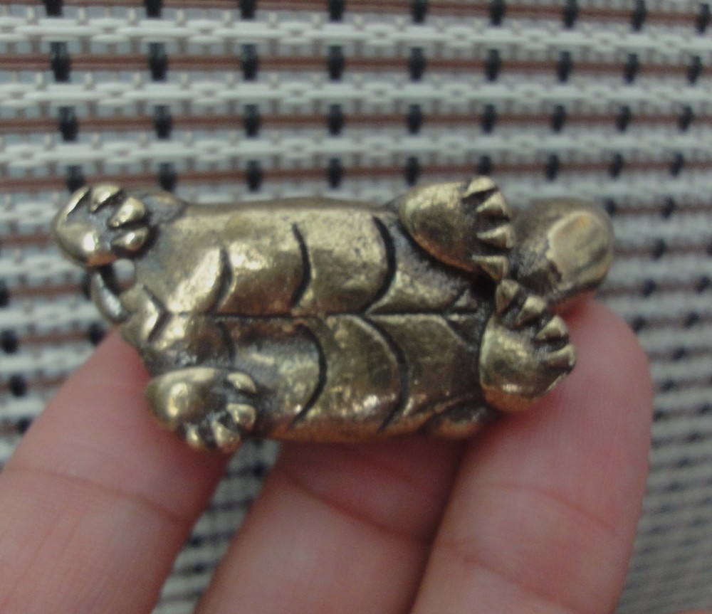 Solid Brass Turtle Decorative Figurine Small Animal Bronze Color Statue