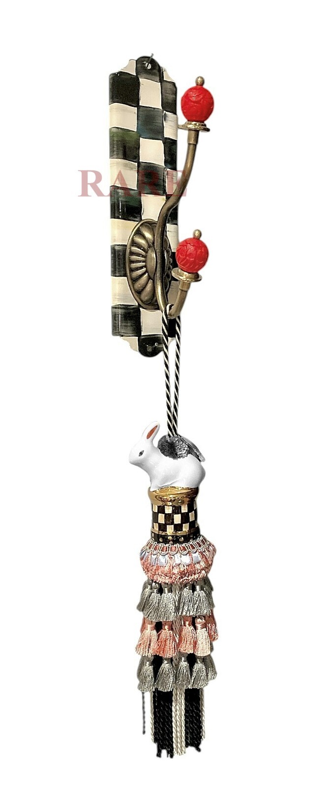 MacKenzie-Childs Courtly Check Enameled Single Wall Hook New Original Box