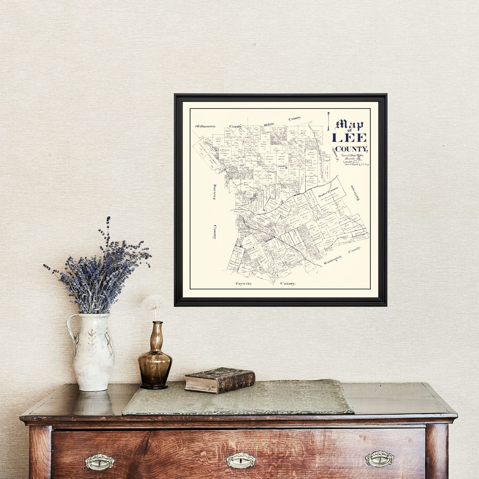 Old Map of Lee County, TX 1888 – Vintage Texas Art
