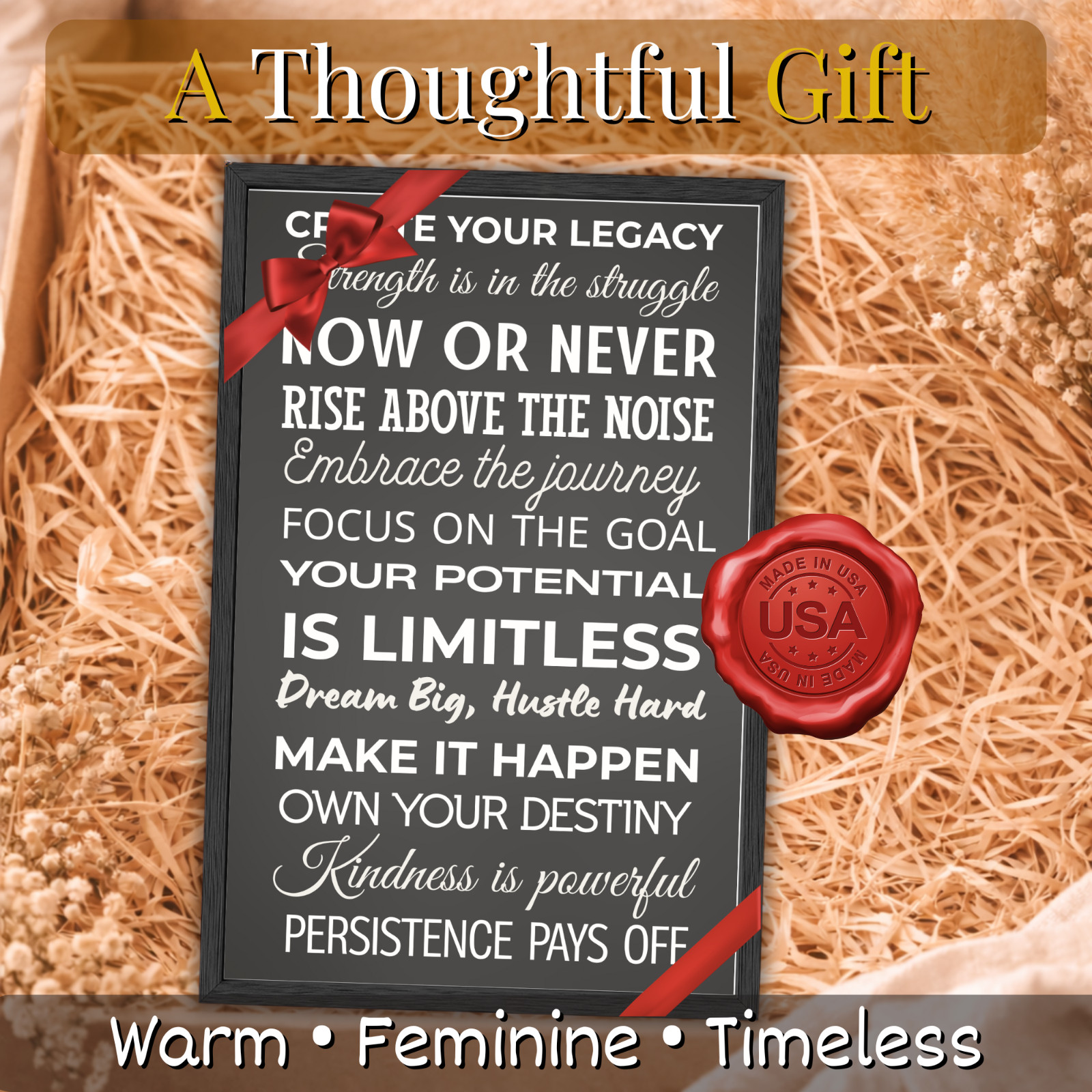 Create Your Legacy Motivational Wall Art Framed Poster 11×17 Office Home Decor