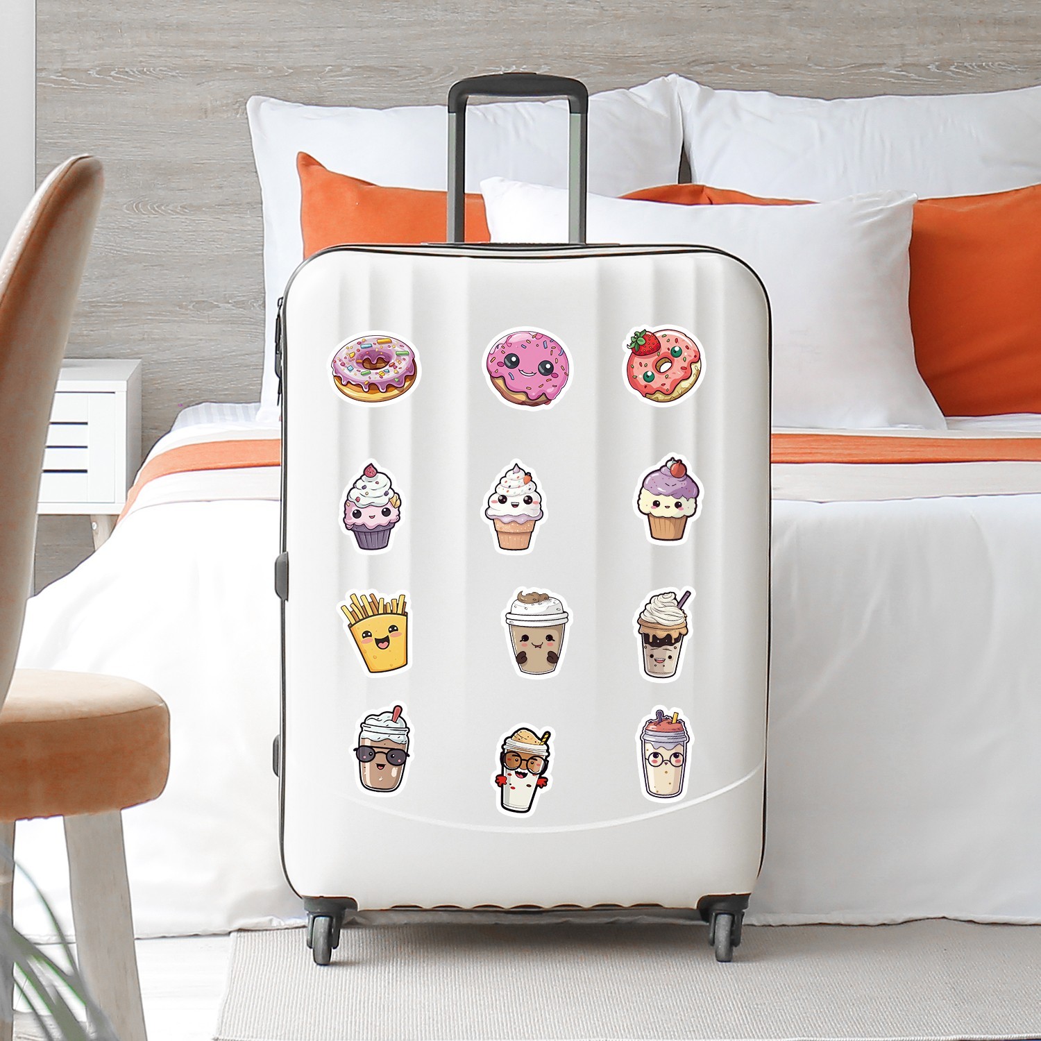 50pcs Waterproof Vinyl Stickers Donut Pizza Burger Luggage Phone Laptop Car