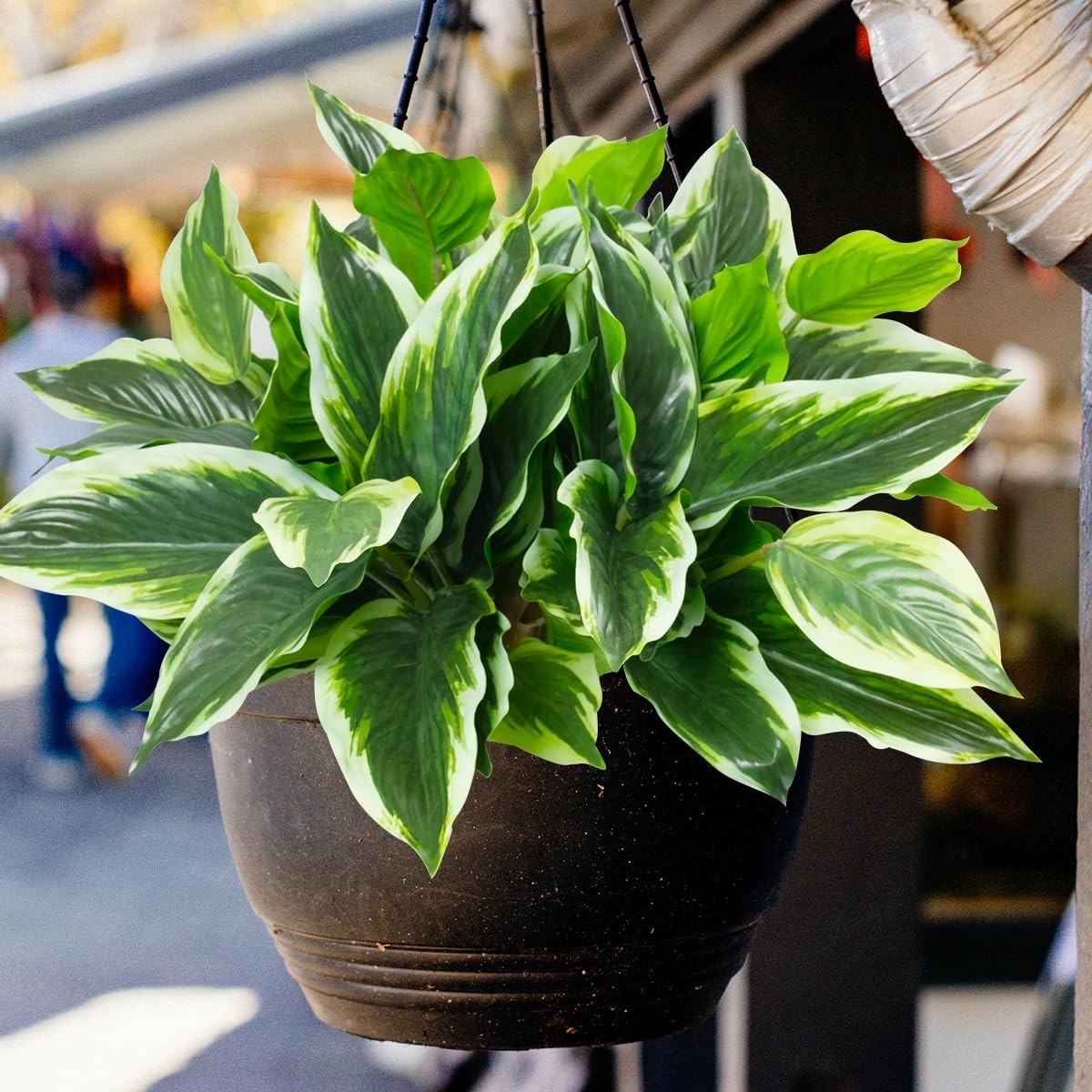 6PCS UV Resistant Artificial Tropical Plants – 15.75″ Faux Green Hostas for Indo