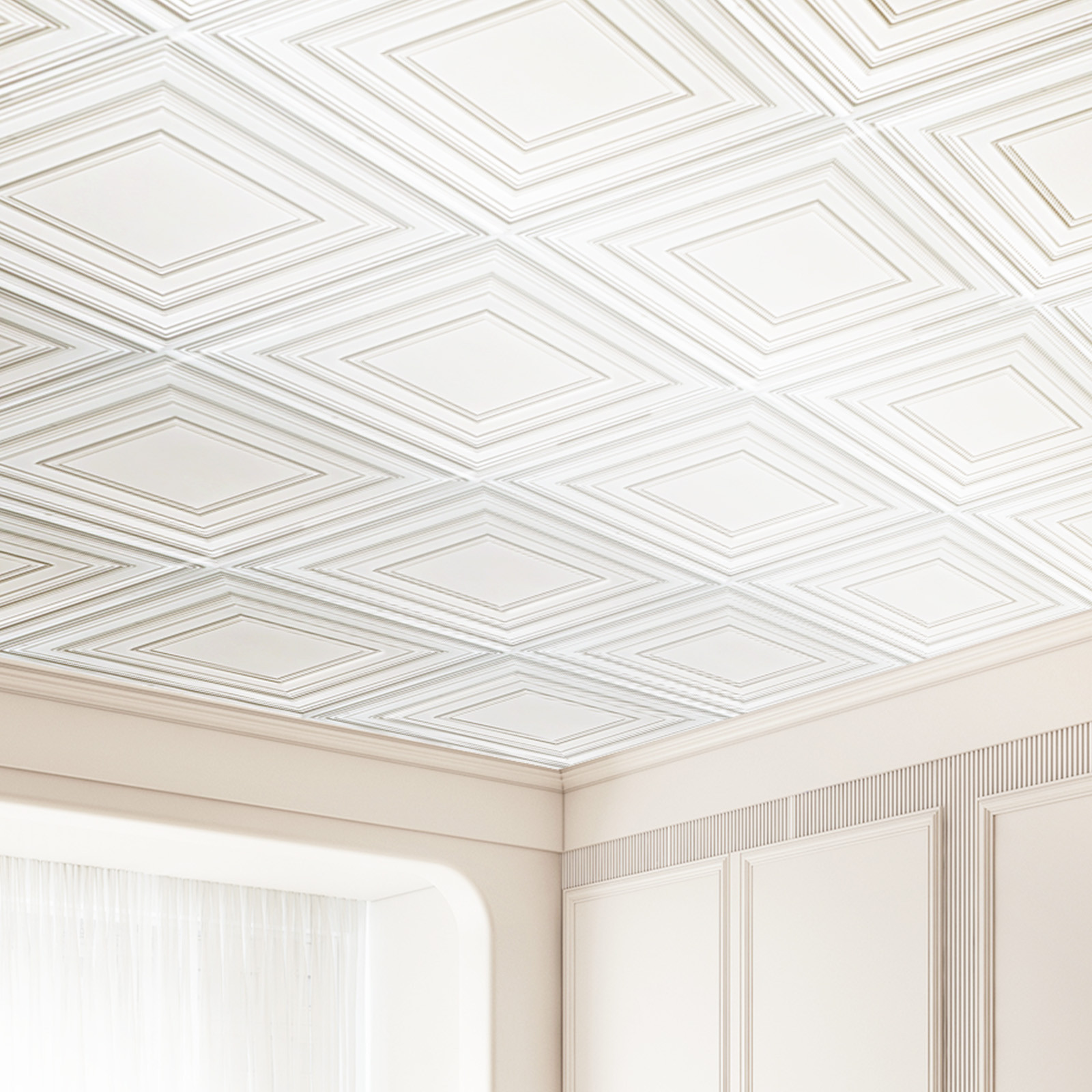 VEVOR Ceiling Tiles 12-Pack 24 x 24 in PVC Easy Installation White Peg Pattern