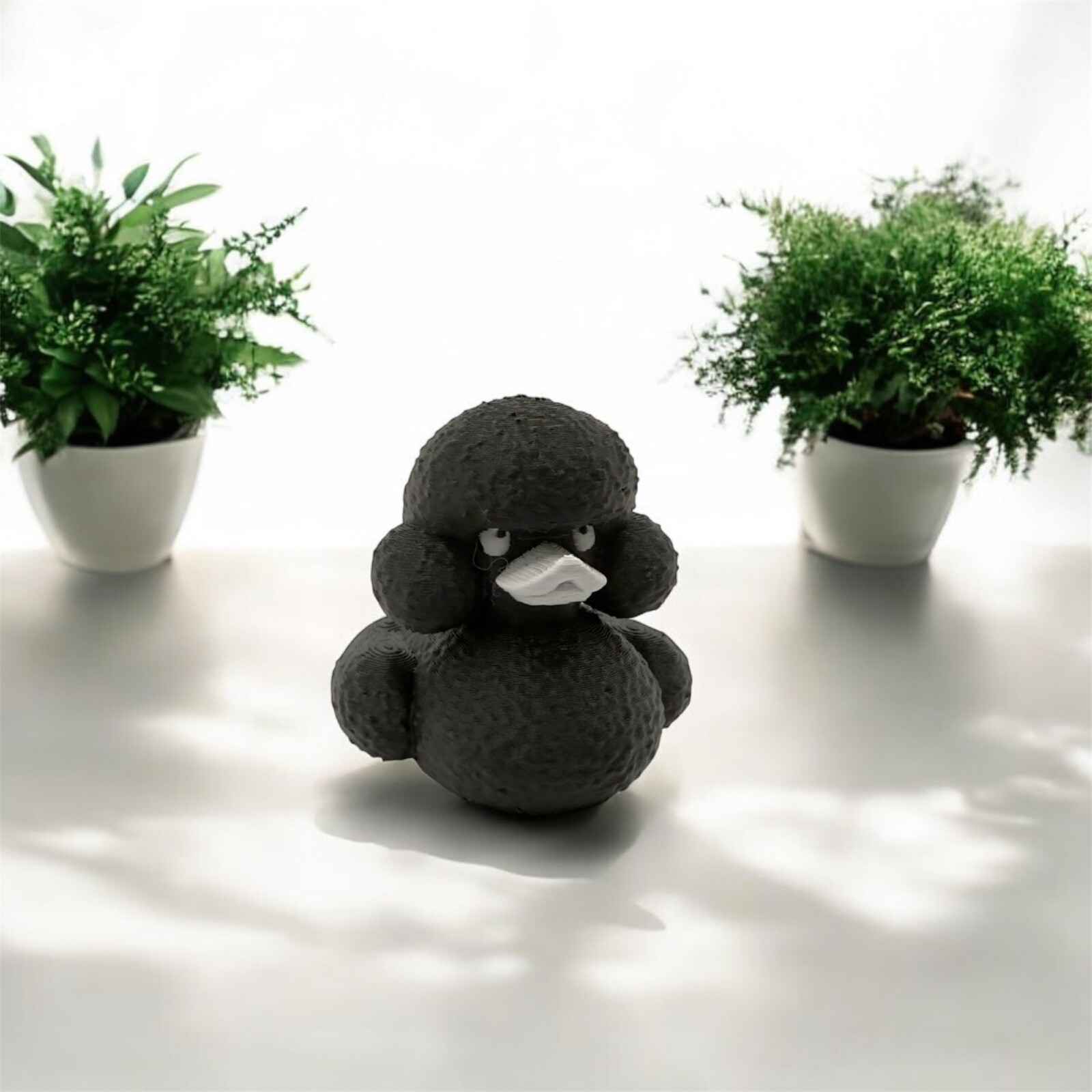 Poodle Duck Figurines – White Black Tan | 3D Printed Jeep Duck Cruise Desk Décor
