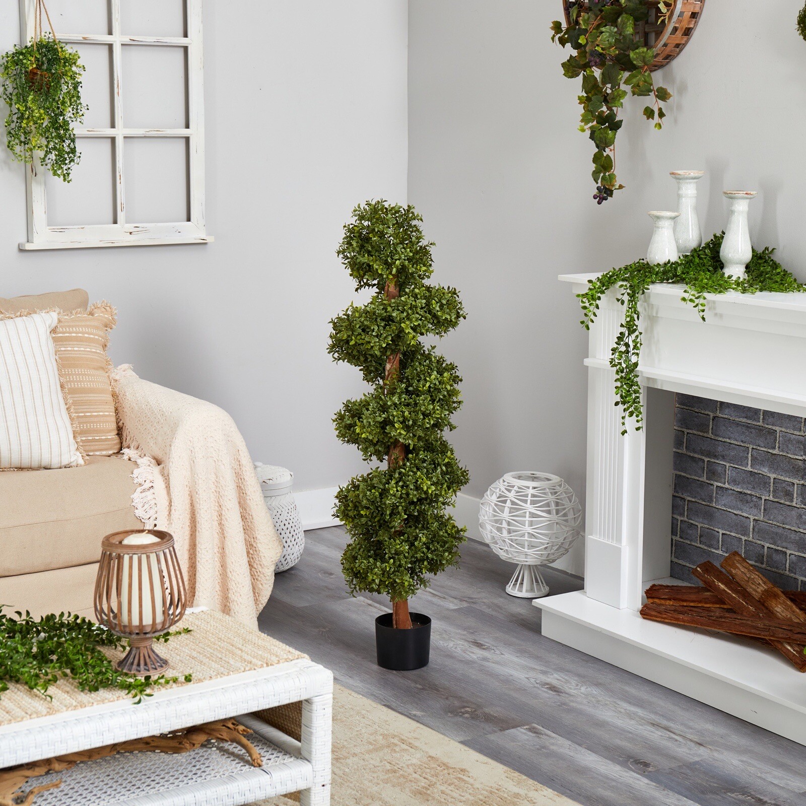 46” Boxwood Spiral Topiary Artificial Tree UV (Indoor/Outdoor). Retail $139