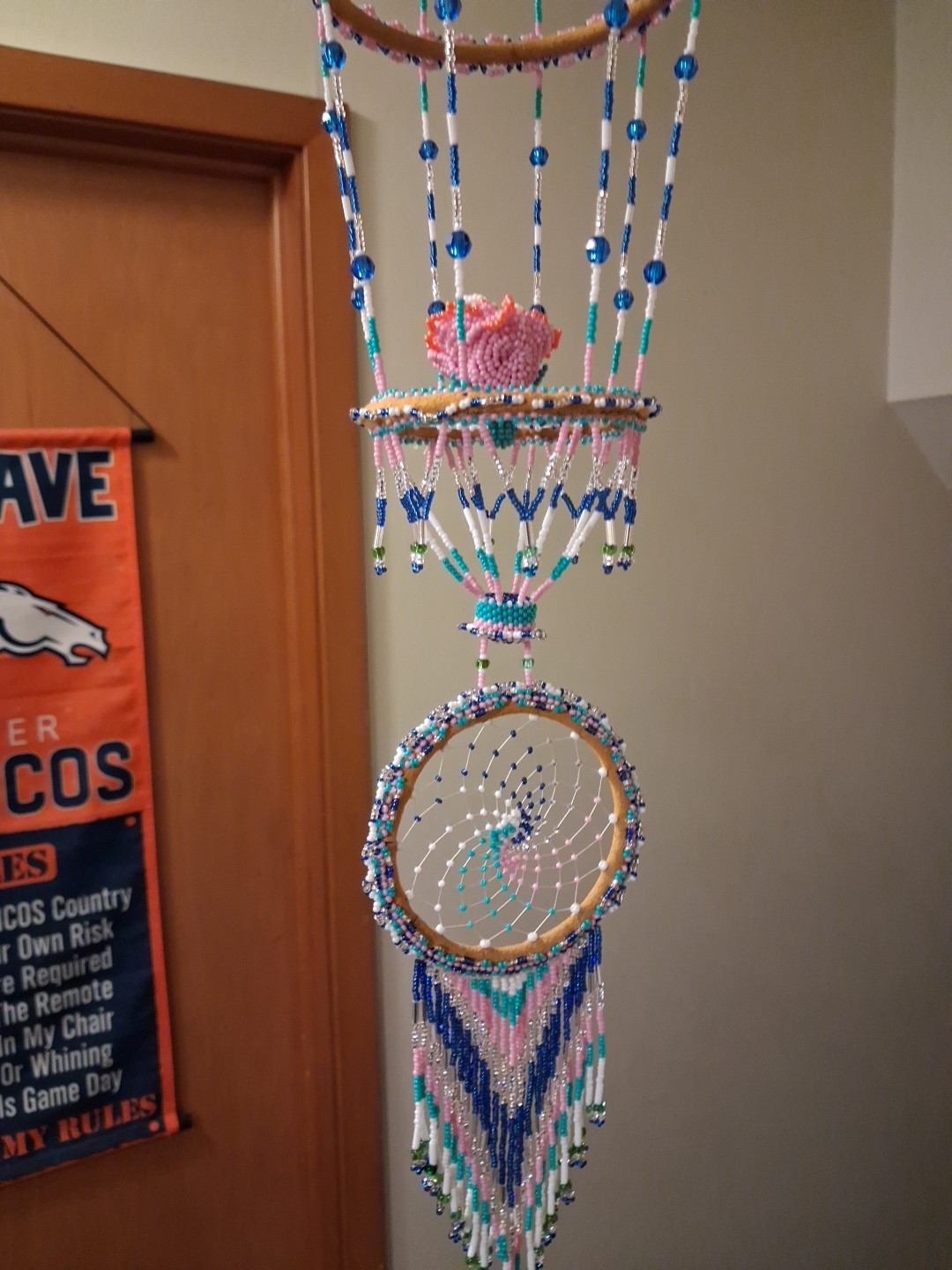Beaded Hanging Mobile Dreamcatcher Style Wall Decor, Multicolor Adults