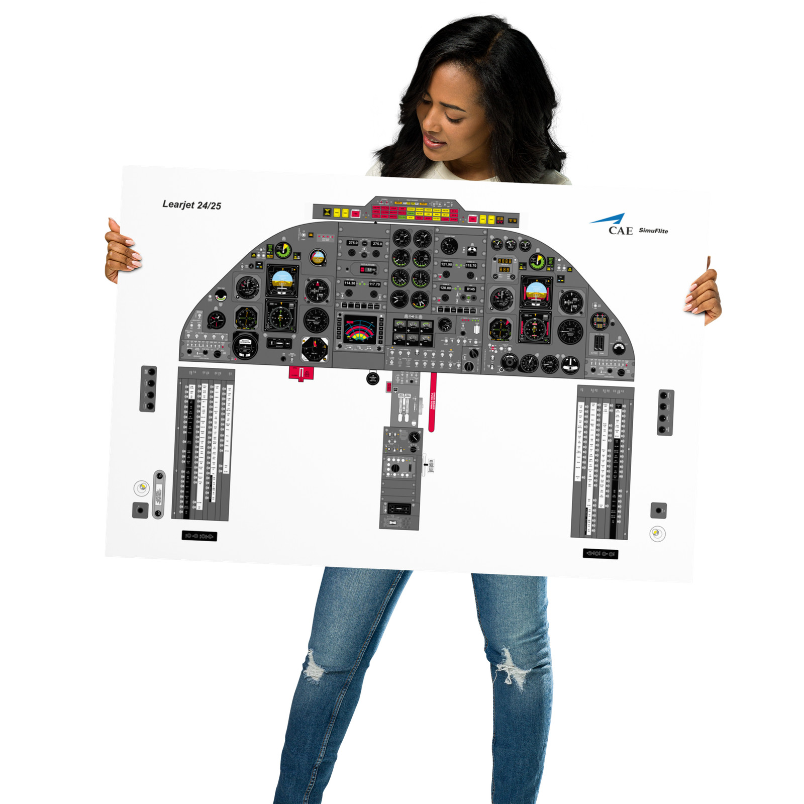 learjet 24 25 cockpit poster 24in x 36in